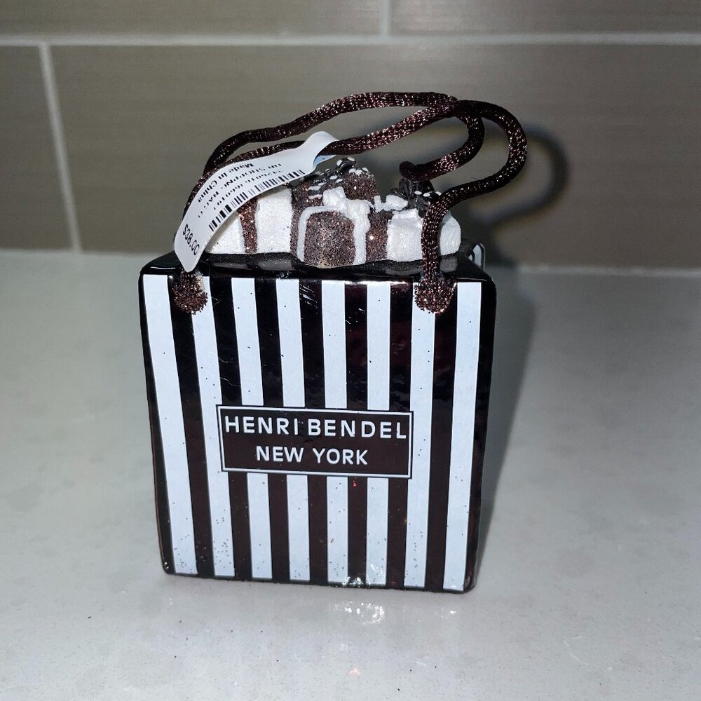 NWT Henri Bendel Shopping Bag w/ Presents Christmas Ornament, Rare, Discontinued